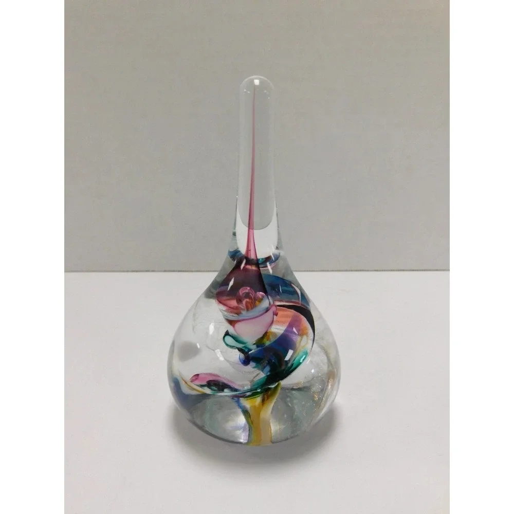 Glass Dimensions Art Glass Ring Holder Multi Color Swirl Paperweight DW709